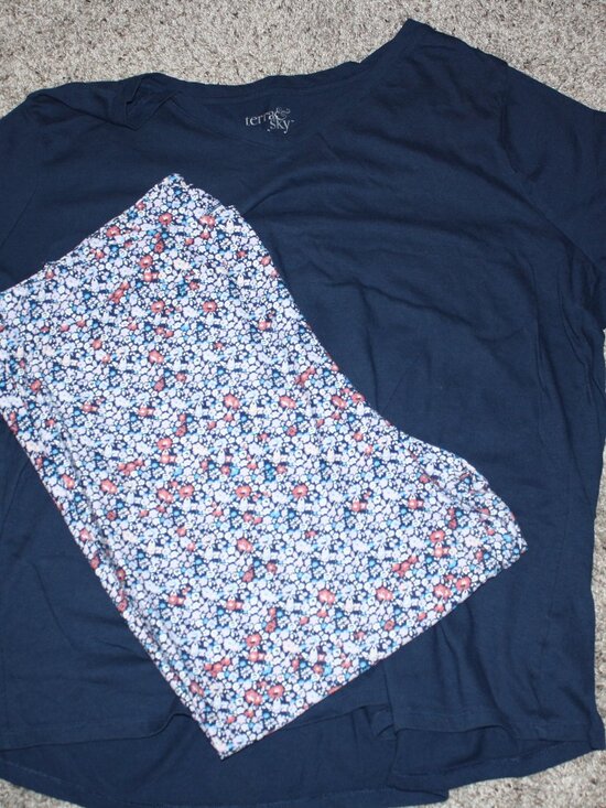 Terra & Sky Tops - Terra & Sky 2-Pc, Legging and Tee, Navy size 3x